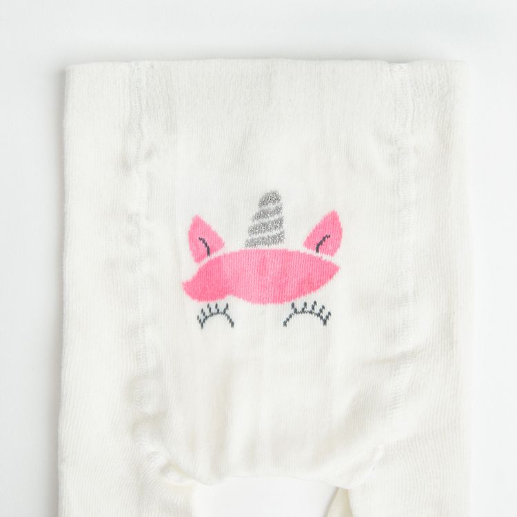 White tights with unicorn print