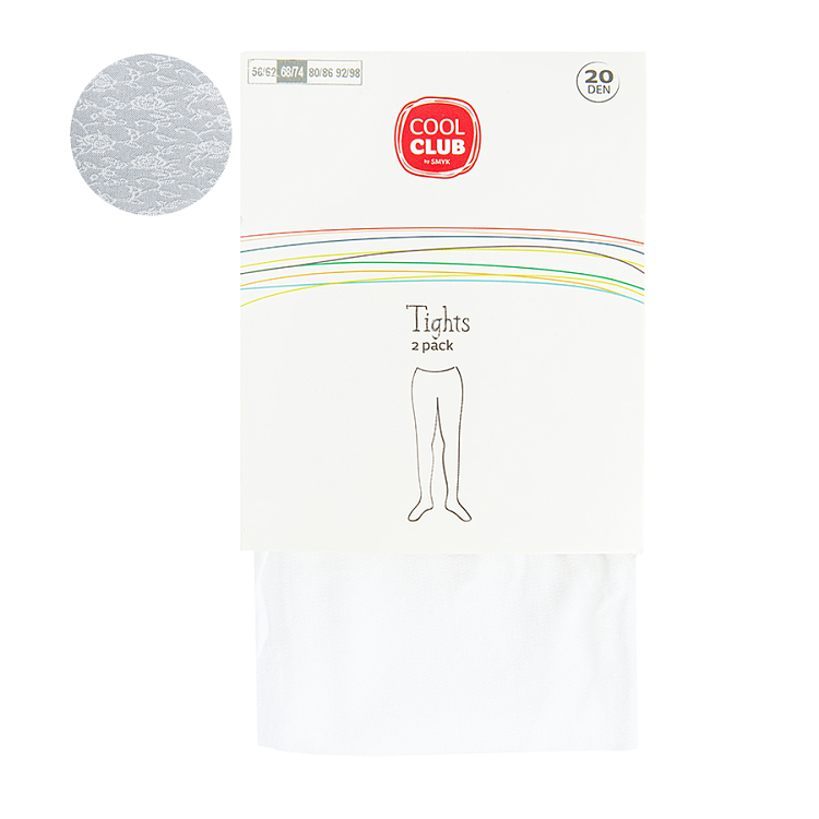 White tights with pattern- 2 pack