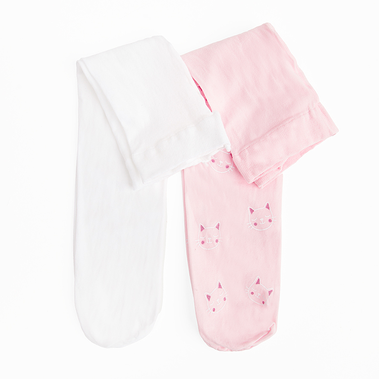 White and pink tights- 2 pack