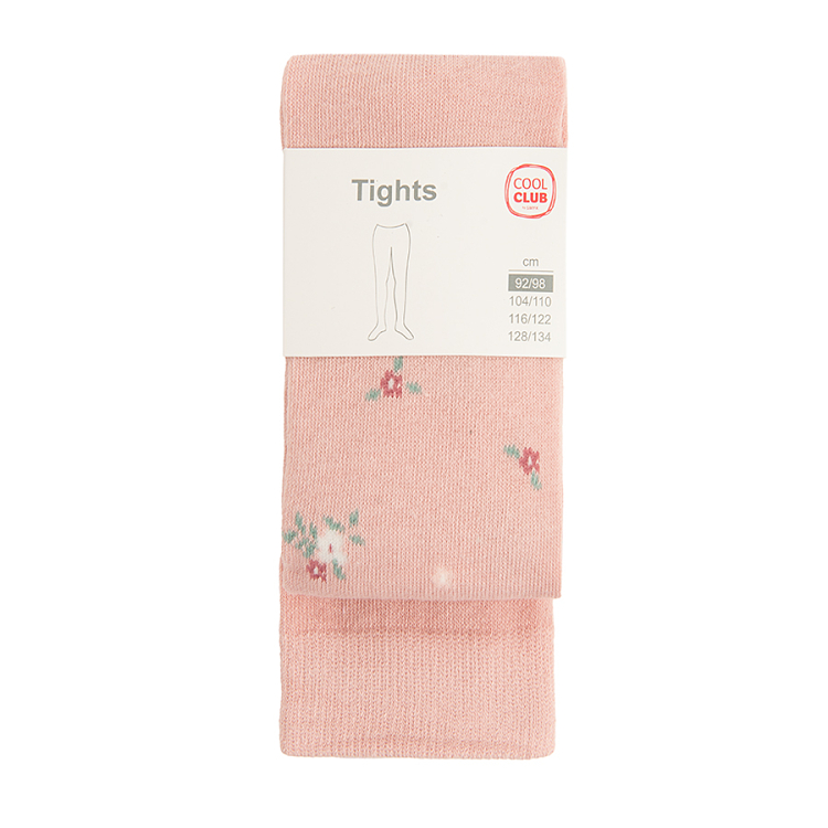 Pink tights with small flowers print