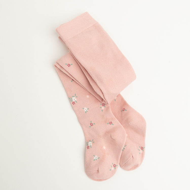 Pink tights with small flowers print