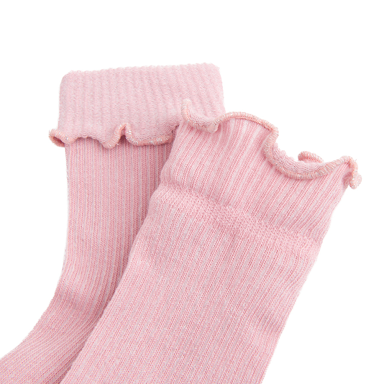 White, pink and grey socks with small bow- 5 pack