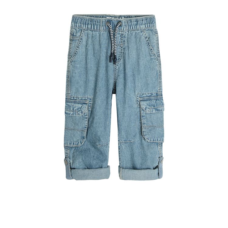 Denim trousers with cord and side pockets