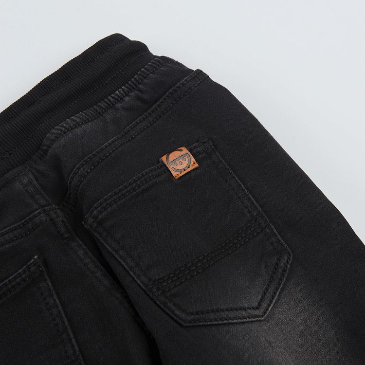 Παντελόνι τζιν μαύρο με λάστιχο και εσωτερική φλις επένδυση