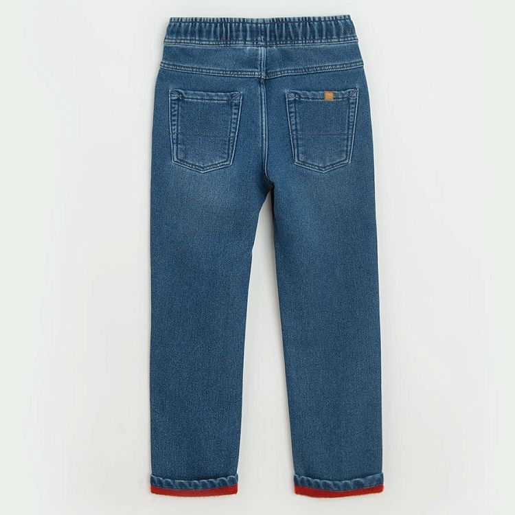 Dark blue denim with cord in the waist