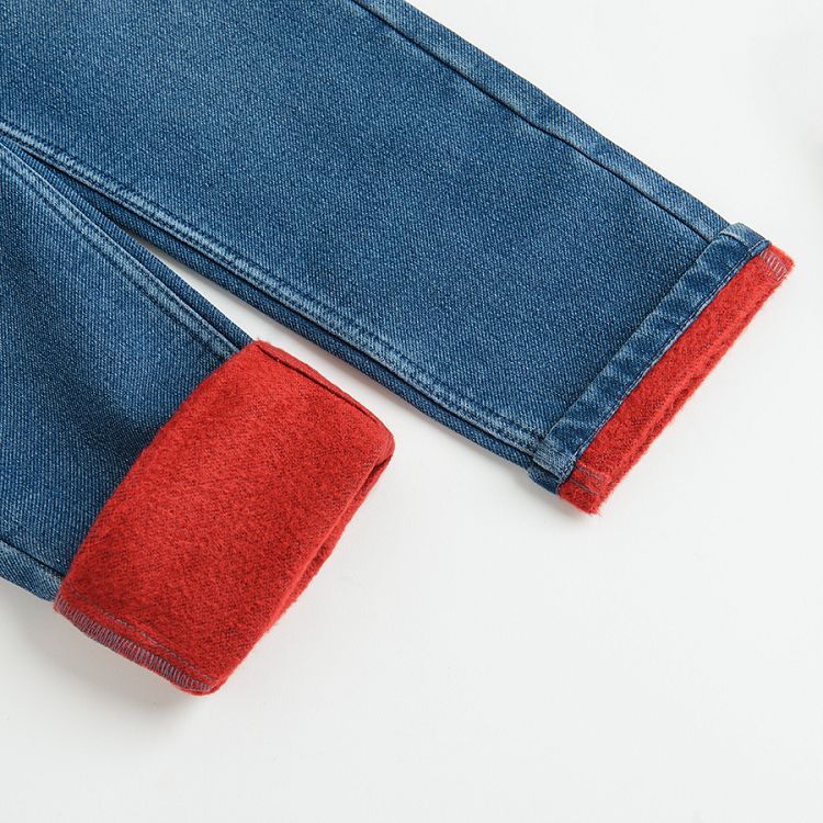 Dark blue denim with cord in the waist