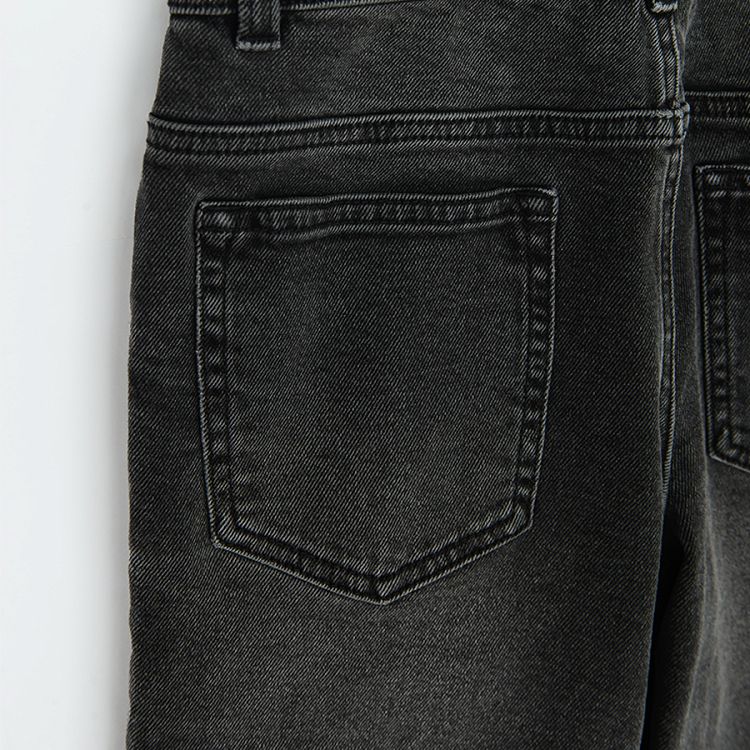 Παντελόνι τζιν σκούρο γκρι με κουμπί και φερμουάρ