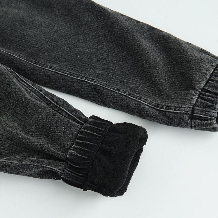 Παντελόνι τζιν μαύρο με επένδυση fleece