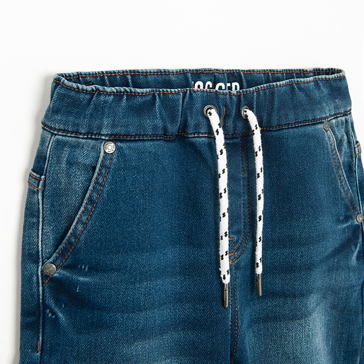Blue denim pants with cord