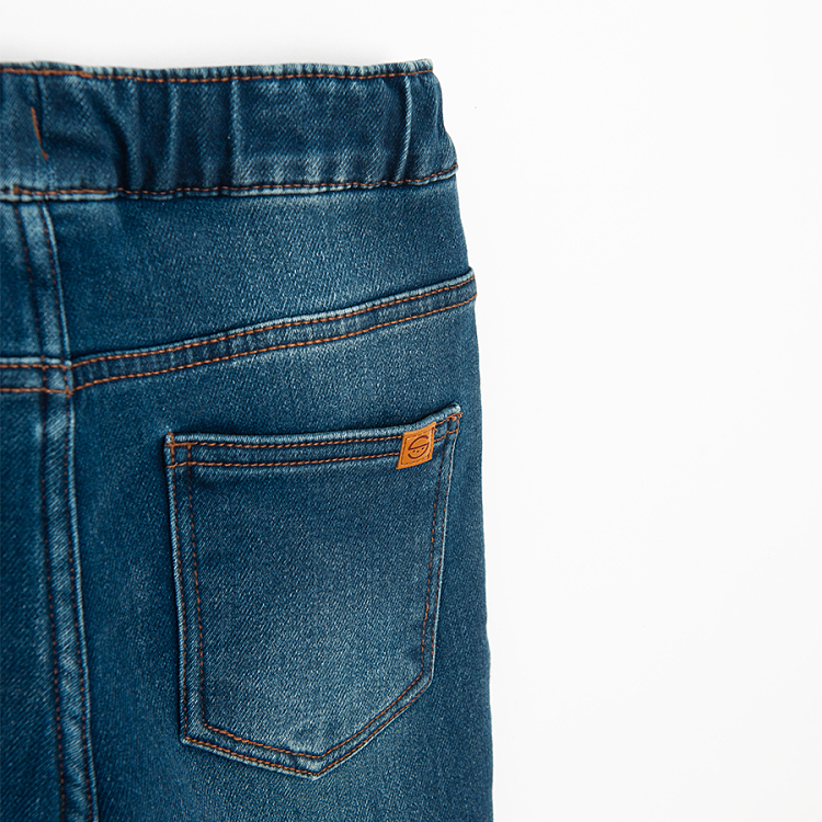Blue denim pants with cord
