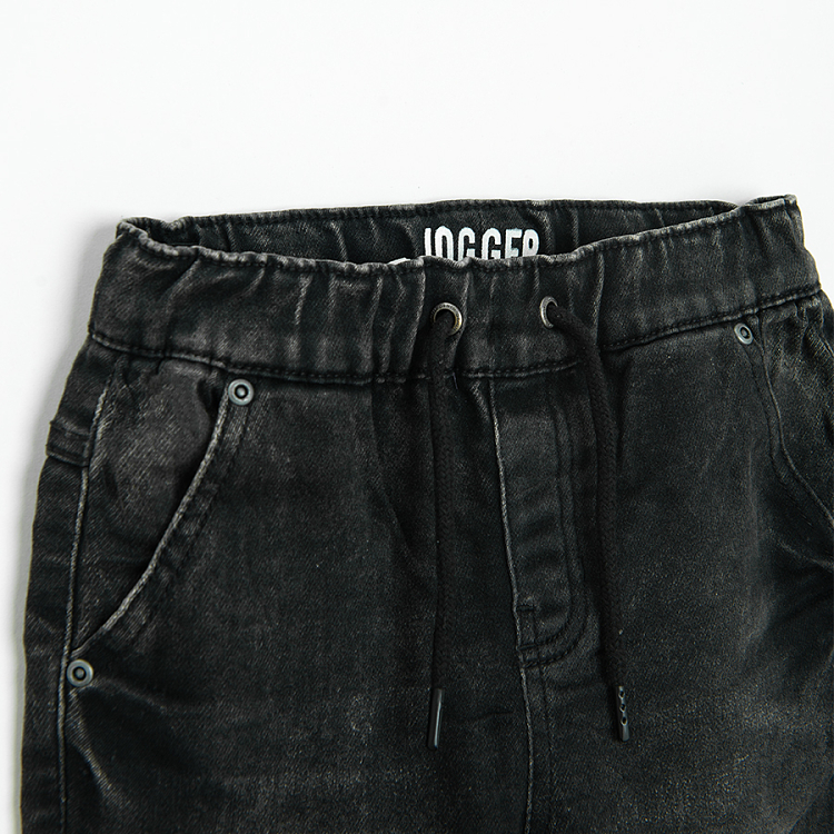 Black denim pants with cord