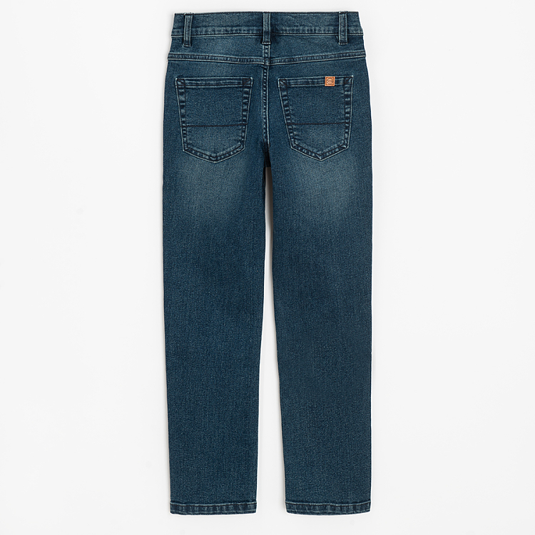 Blue denim pants with cord