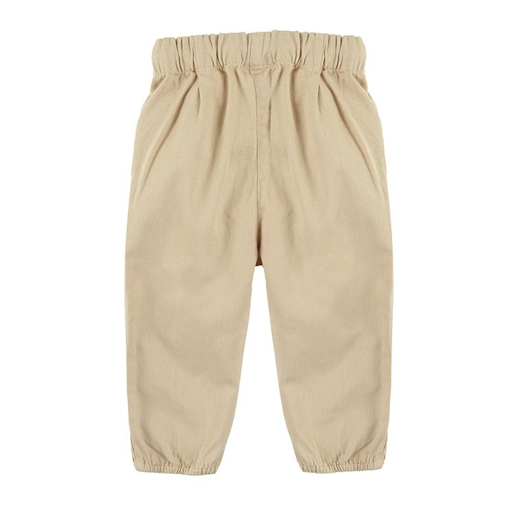 Beige trousers with elastic waist and cord