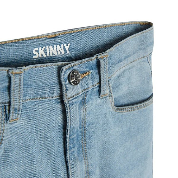 Denim trousers with button