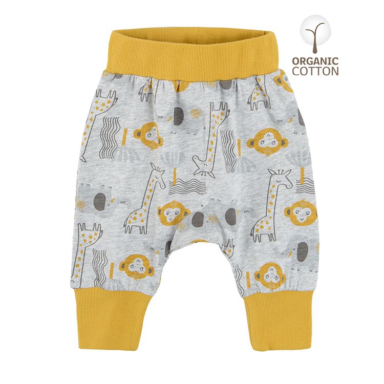 Yellow grey joggers with jungle animals print