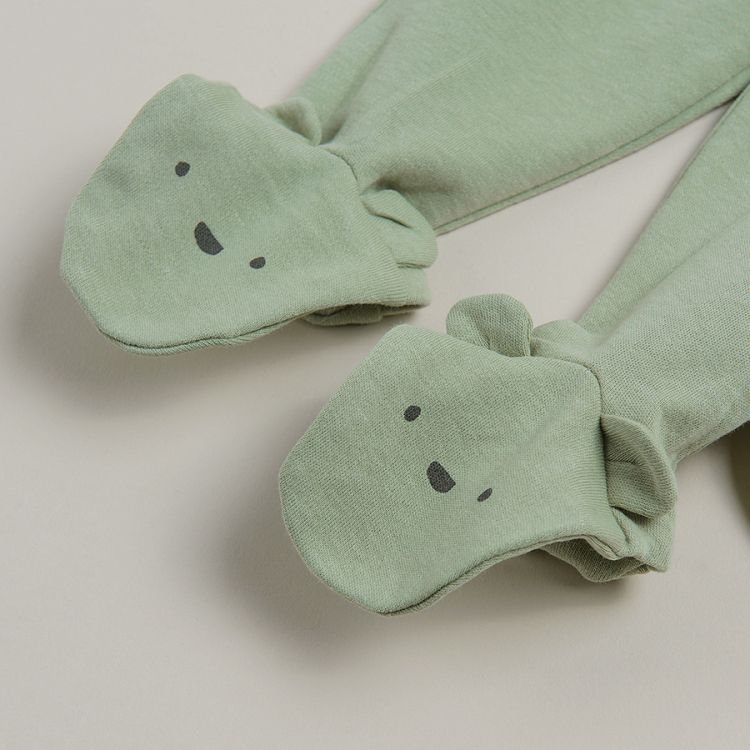 White with giraffes print and olive footed with ears jogging pants- 2 pack