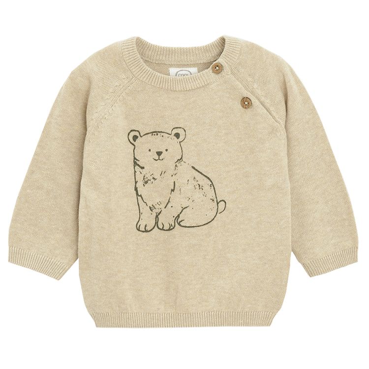 Ecru sweater with bear print
