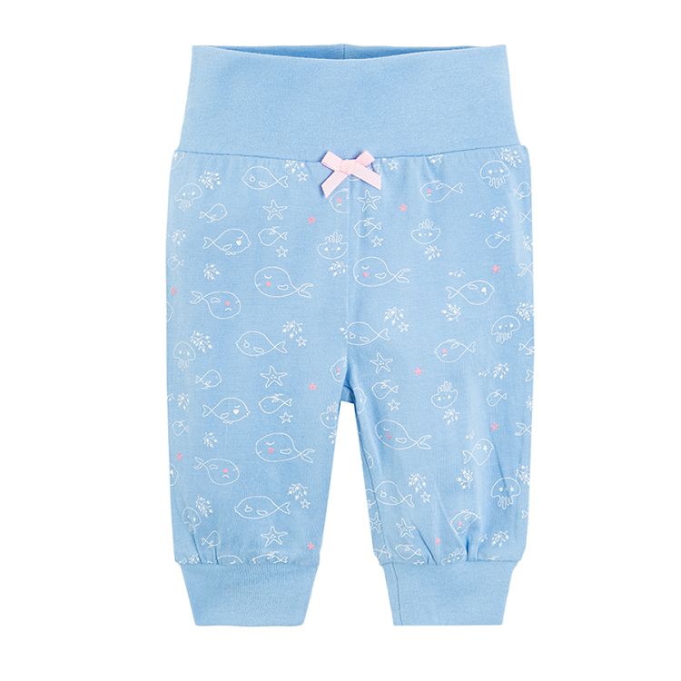 Light blue with fish and pink stripe joggers 2-pack