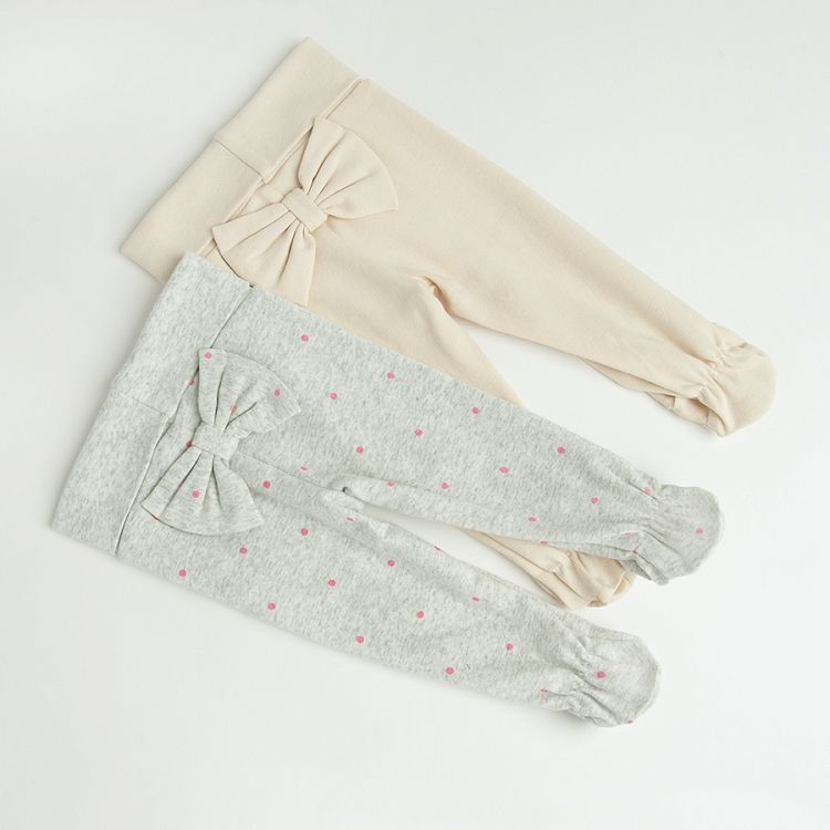Beige and light grey footed leggings- 2 pack