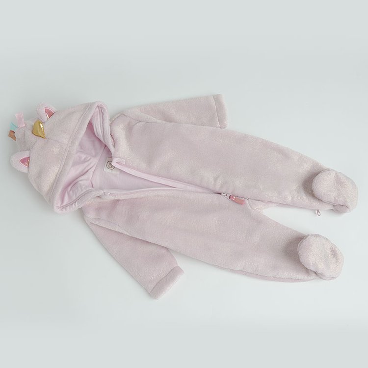 Pink hooded zip through overall