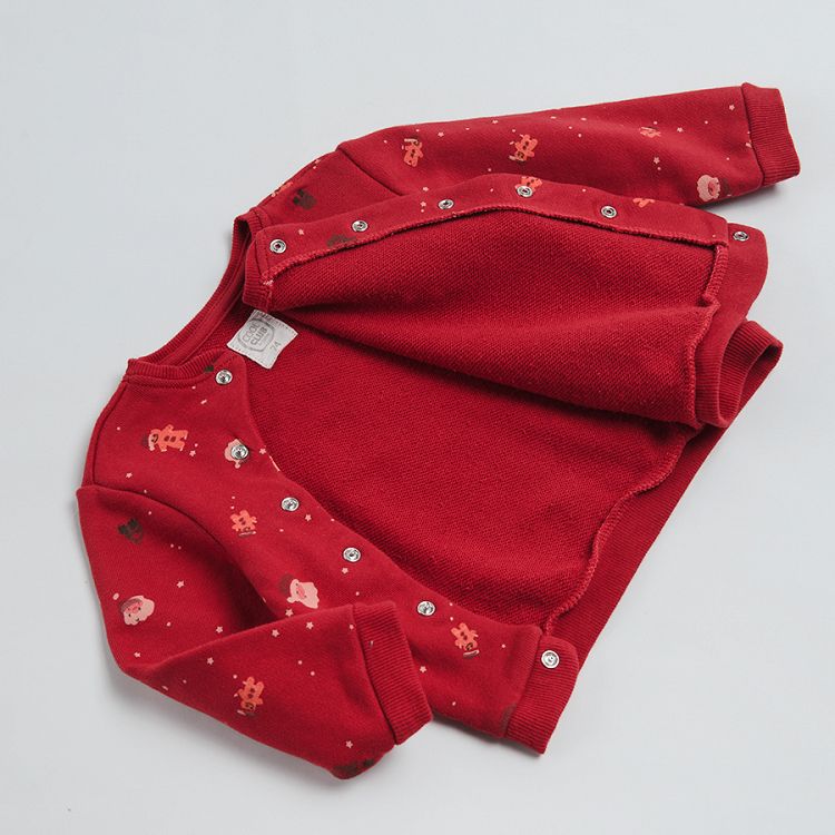Cross over long sleeve red blouse