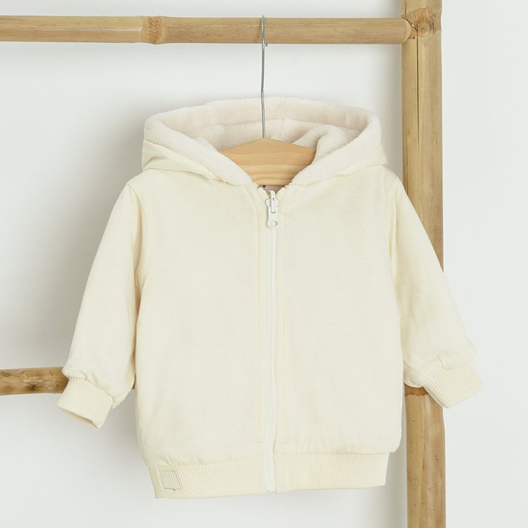 Ζακέτα fleece με φερμουάρ και κουκούλα και τσεπούλα με αυτάκια