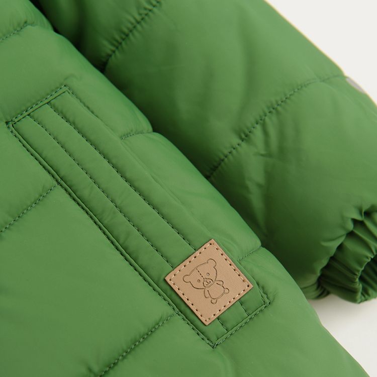 Μπουφάν πράσινο με επένδυση fleece, κουκούλα και φερμουάρ