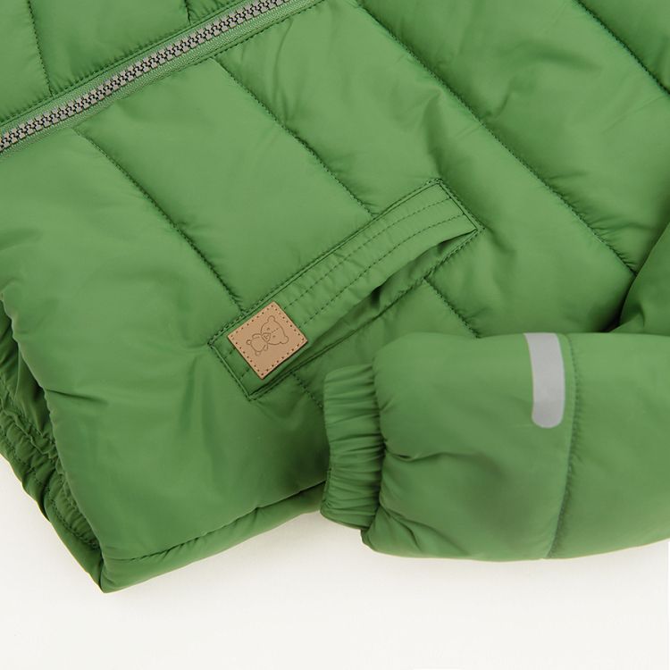 Green zip through hooded jacket