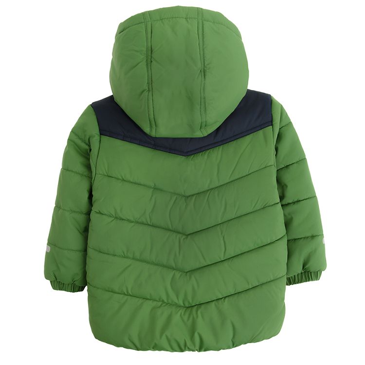 Green zip through hooded jacket