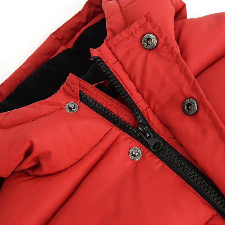 Red hooded zip through jacket