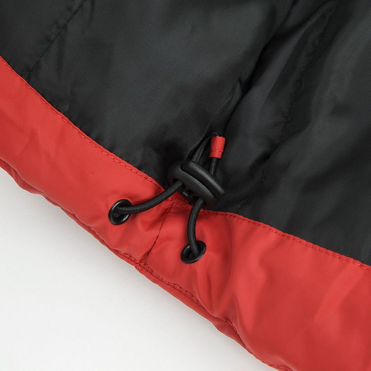 Red hooded zip through jacket