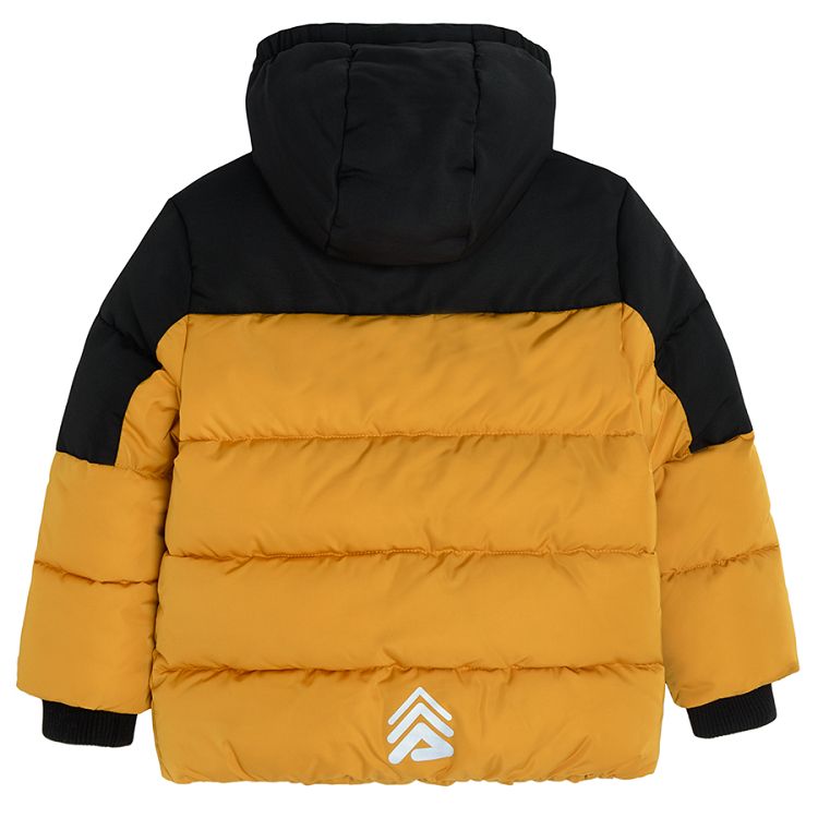 Yellow and black hooded zip through jacket