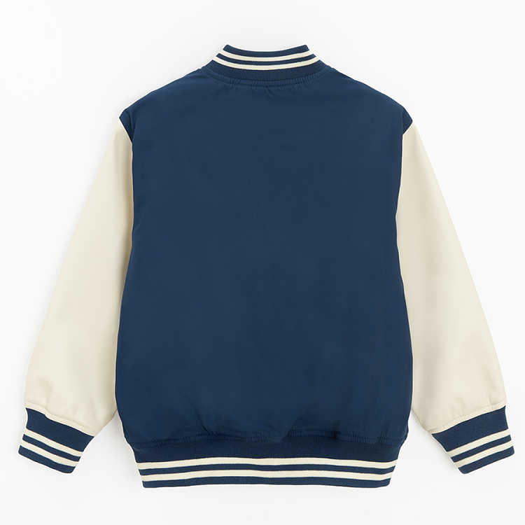 Blue with white sleeves buttons sweatshirt with Y print