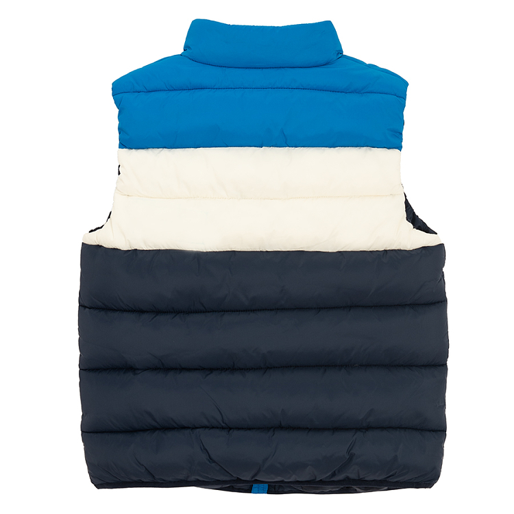 Blue, white and light blue stripes vest