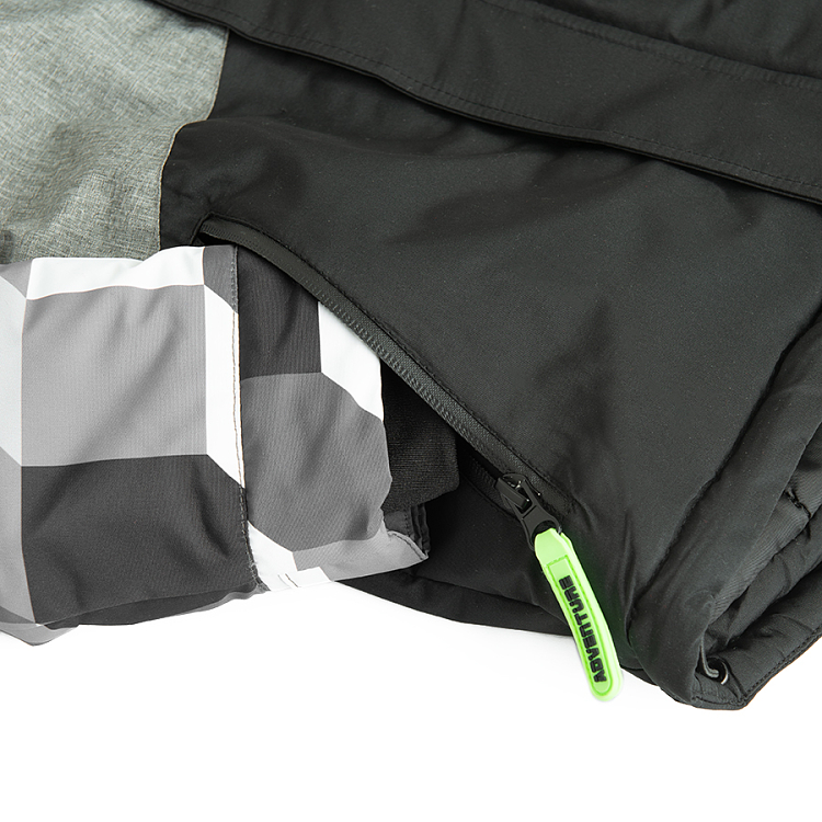Μπουφάν σκι γκρι και μαύρο με επένδυση fleece