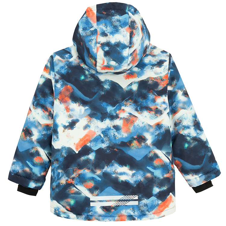 Μπουφάν με εφέ tie dye με φερμουάρ και κουκούλα