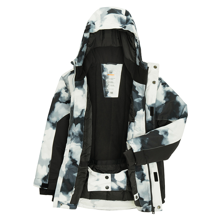 Μπουφάν σκι με φερμουάρ και κουκούλα με εφέ tie dye