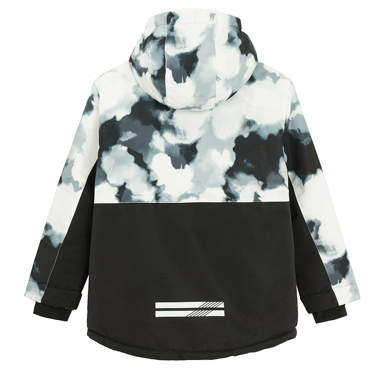 Μπουφάν σκι με φερμουάρ και κουκούλα με εφέ tie dye