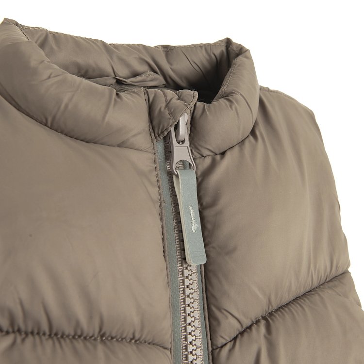 Μπουφάν 2 τμχ ζακέτα fleece λευκή με στάμπα δεινόσαυρους και αμάνικο γιλέκο μπεζ