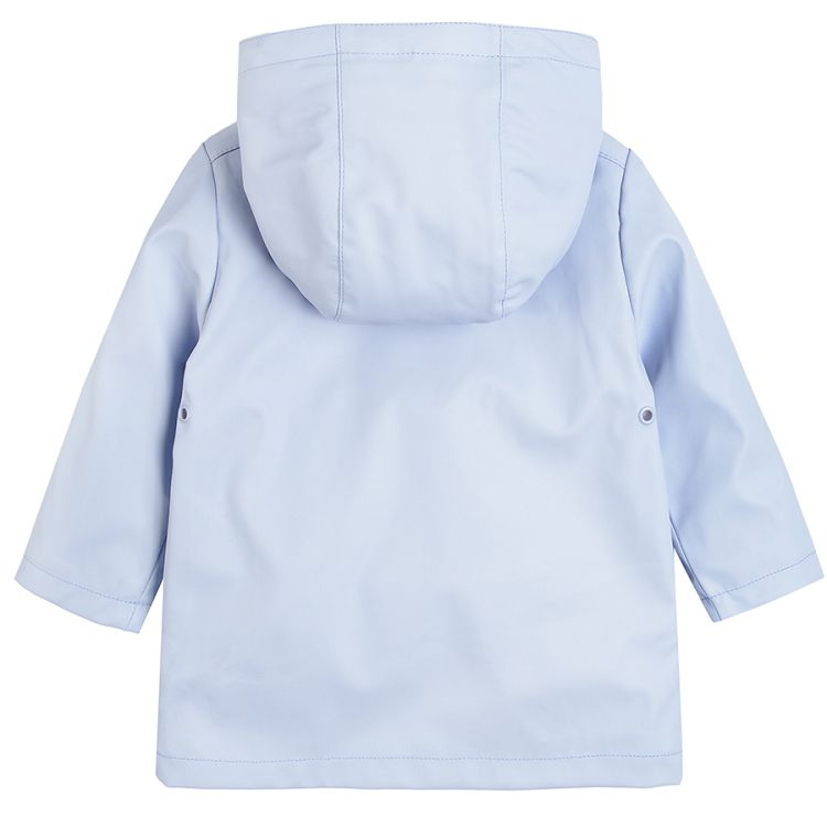 Light blue hooded raincoat