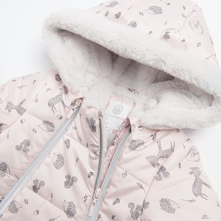 Light pink hooded snowsuit