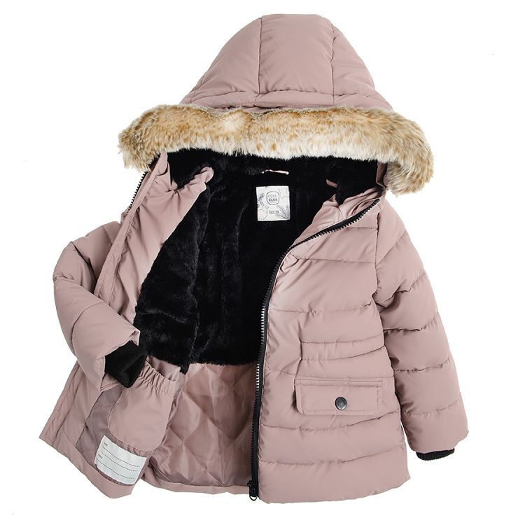 Pink long hooded jacket