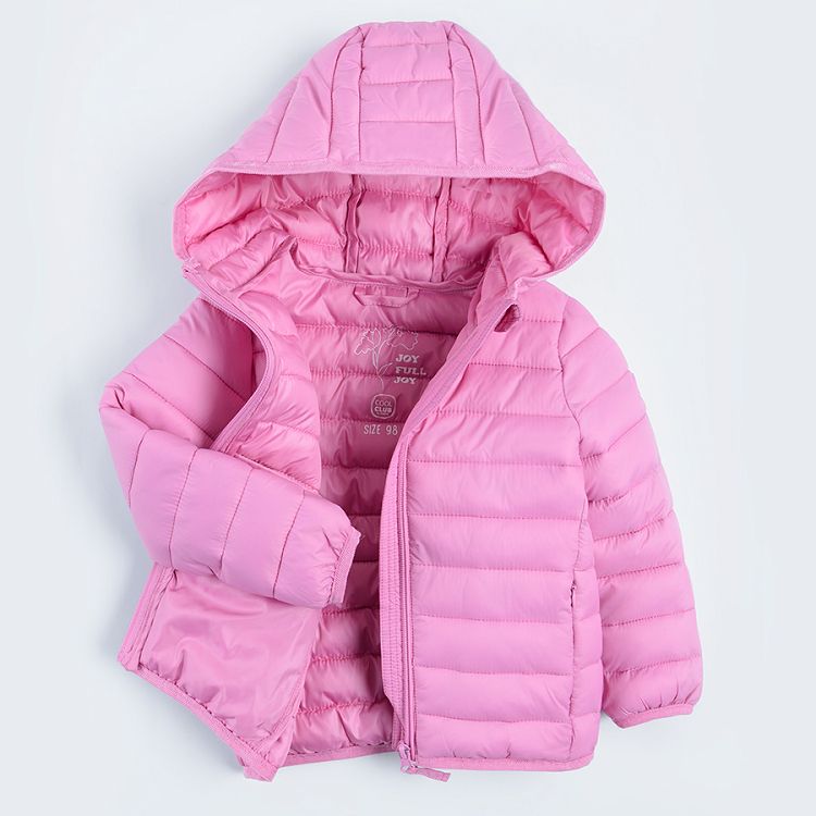 Pink hooded zip through jacket
