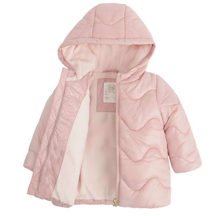 Pink hooded jacket with fleece lining