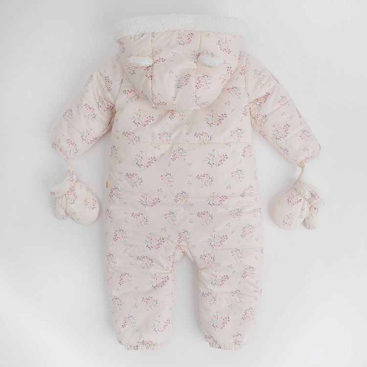 Floral footless snowsuit with gloves