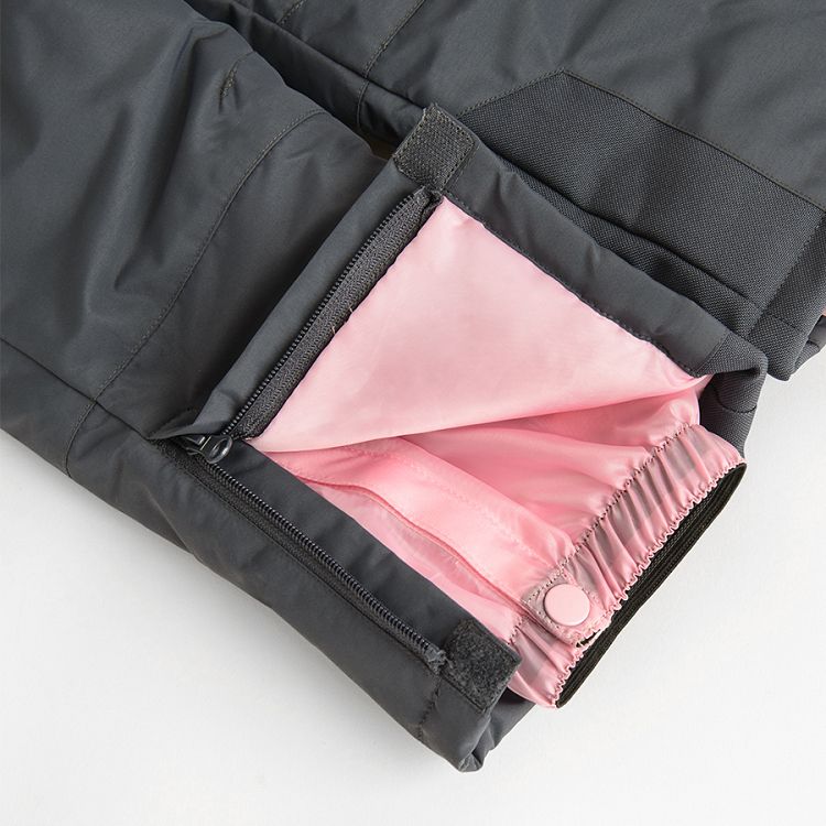 Παντελόνι σκι σαλοπέτα γκρι με ροζ λεπτομέρειες