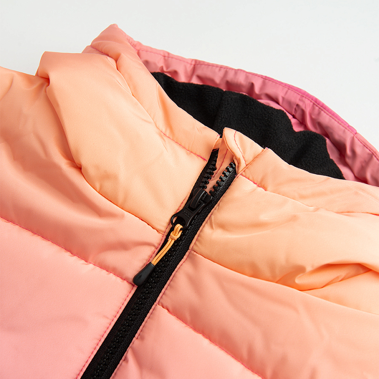 Shades of pink zip through hooded jacket