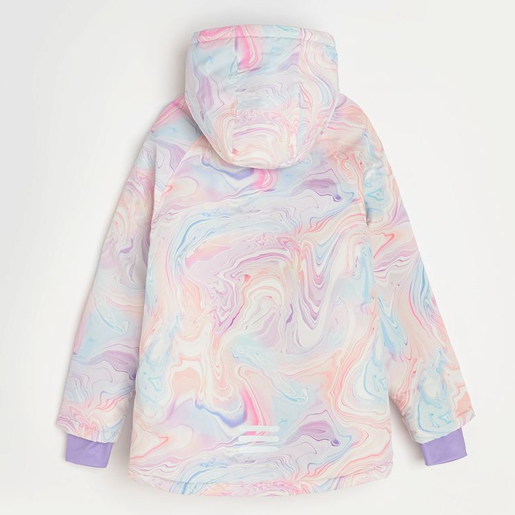 Μπουφάν σκι μωβ με εφέ tie dye και επένδυση fleece