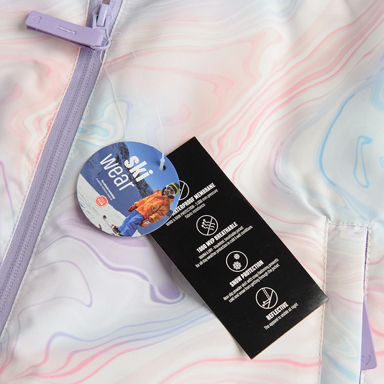 Μπουφάν σκι μωβ με εφέ tie dye και επένδυση fleece