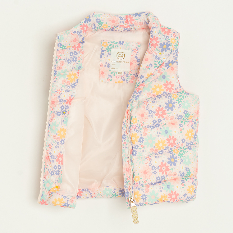 Floral zip through vest